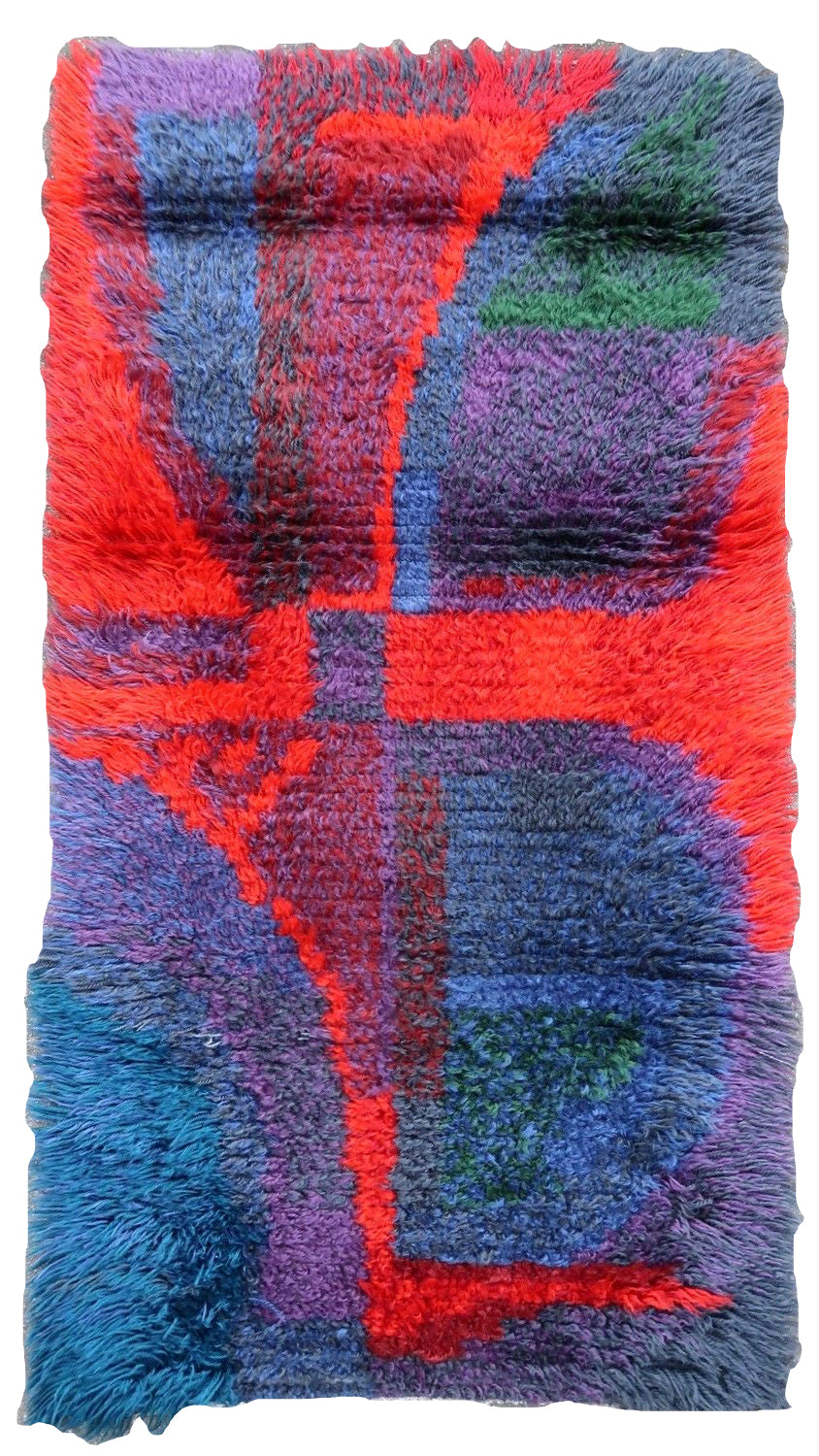 Handmade vintage Swedish Rya rug 1950s