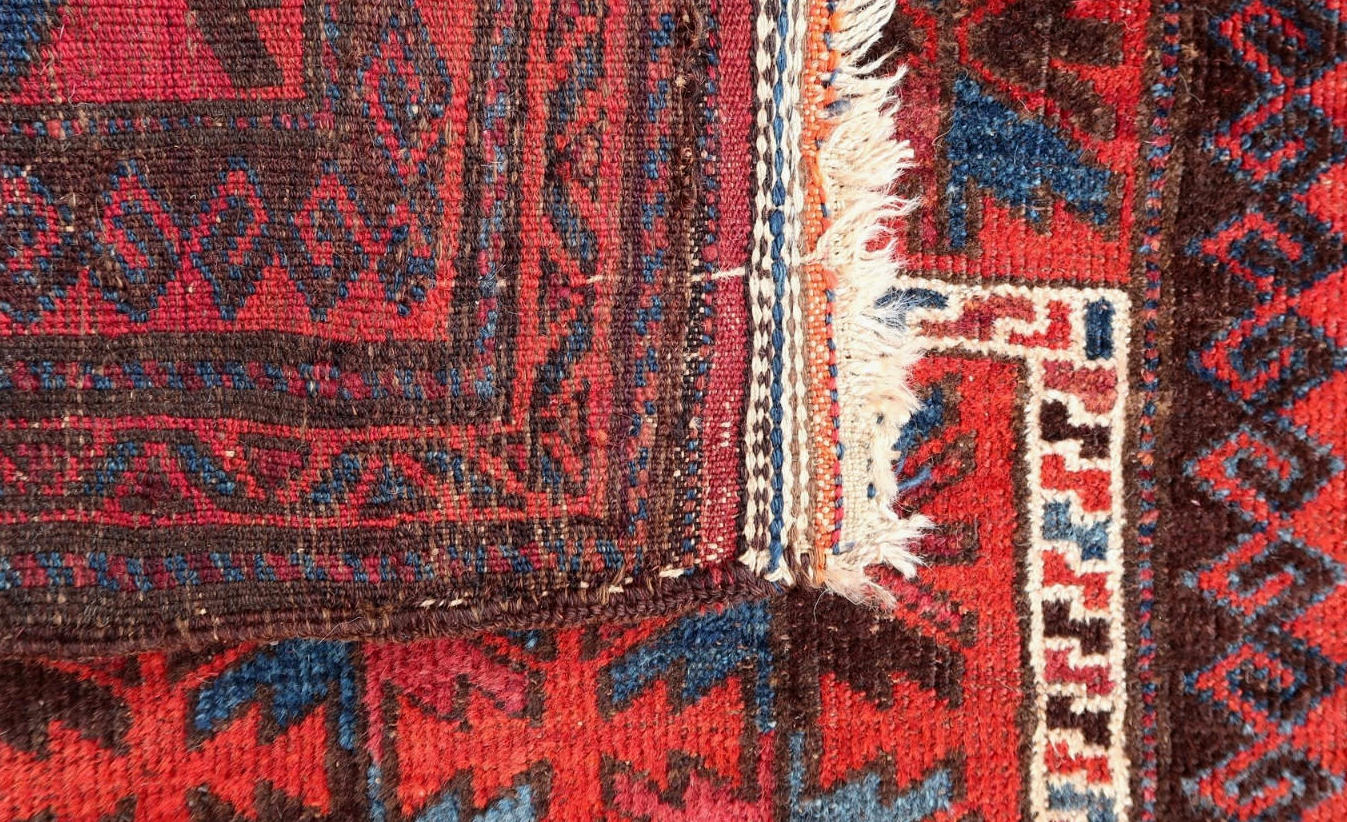 Handmade vintage Afghan Baluch prayer rug 1940s