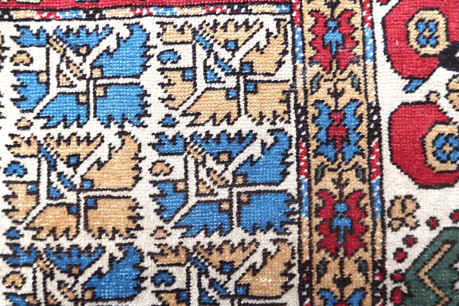Handmade antique Turkish Transylvania prayer rug in bright natural dyes. The rug is from the end of 19th century in original good condition.