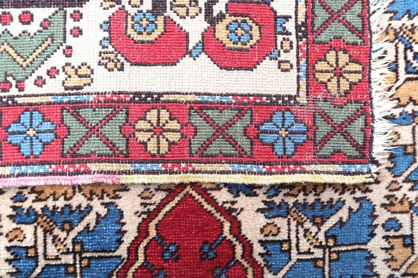 Handmade antique Turkish Transylvania prayer rug in bright natural dyes. The rug is from the end of 19th century in original good condition.