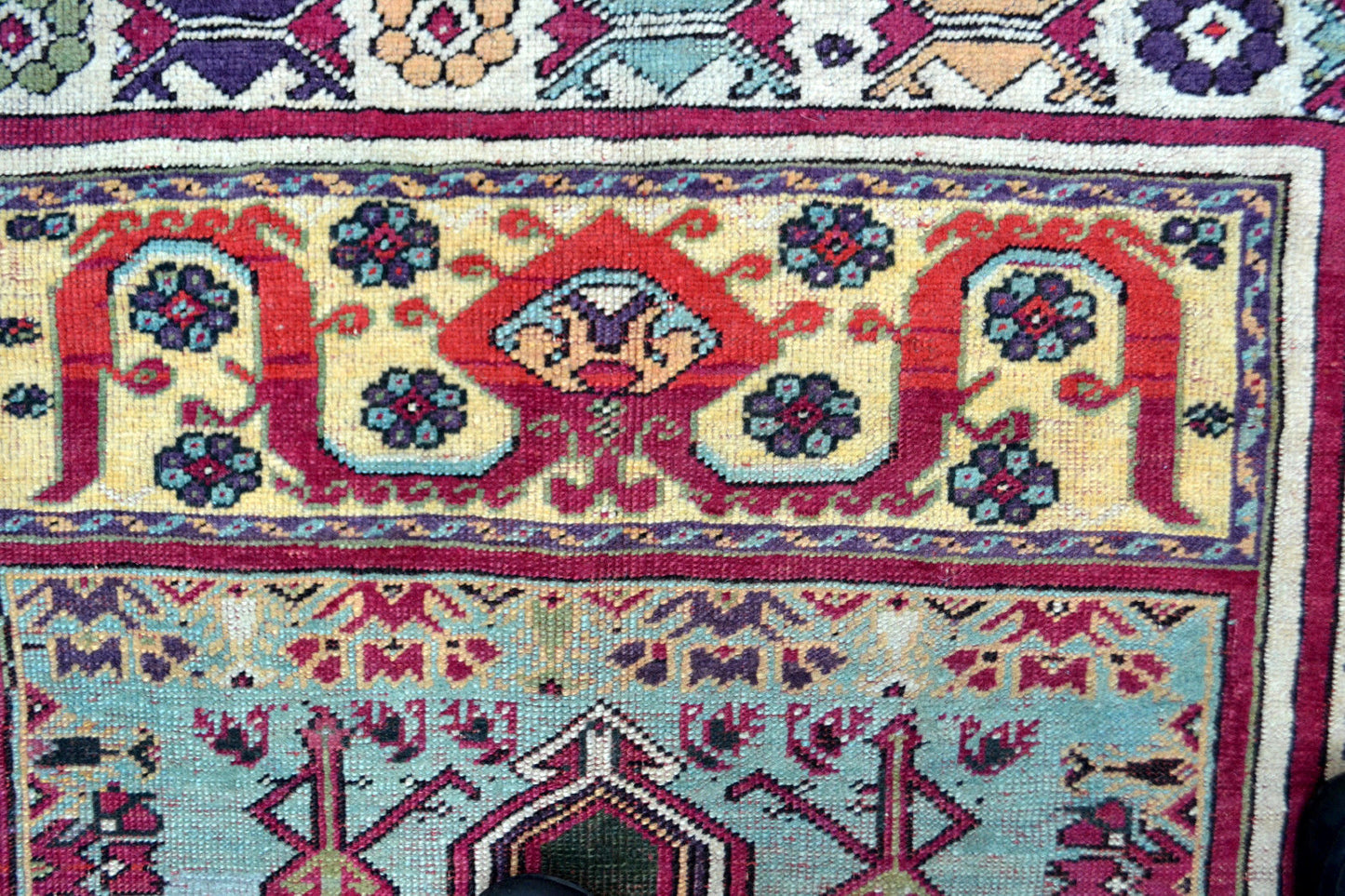 Handmade antique Turkish Kersheir rug 3.9' x 5.9' (120cm x 180cm) 1880s - 1P25