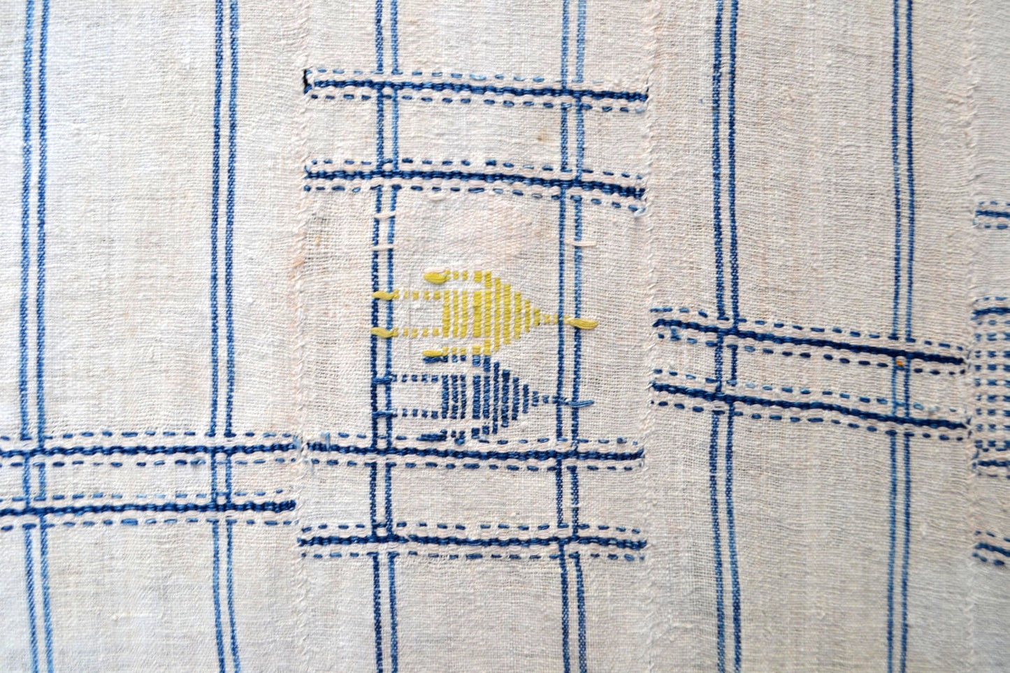 Handmade vintage Nigerian Zarma embroidered textile 3.9' x 6.2' (118cm x 190cm) 1950s - 1P27