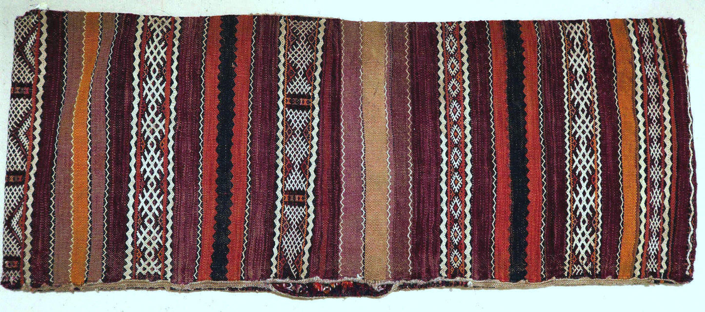 Handmade vintage Moroccan Berber kilim cushion 1' x 2.6' (32cm x 80cm) 1950s - 1P32