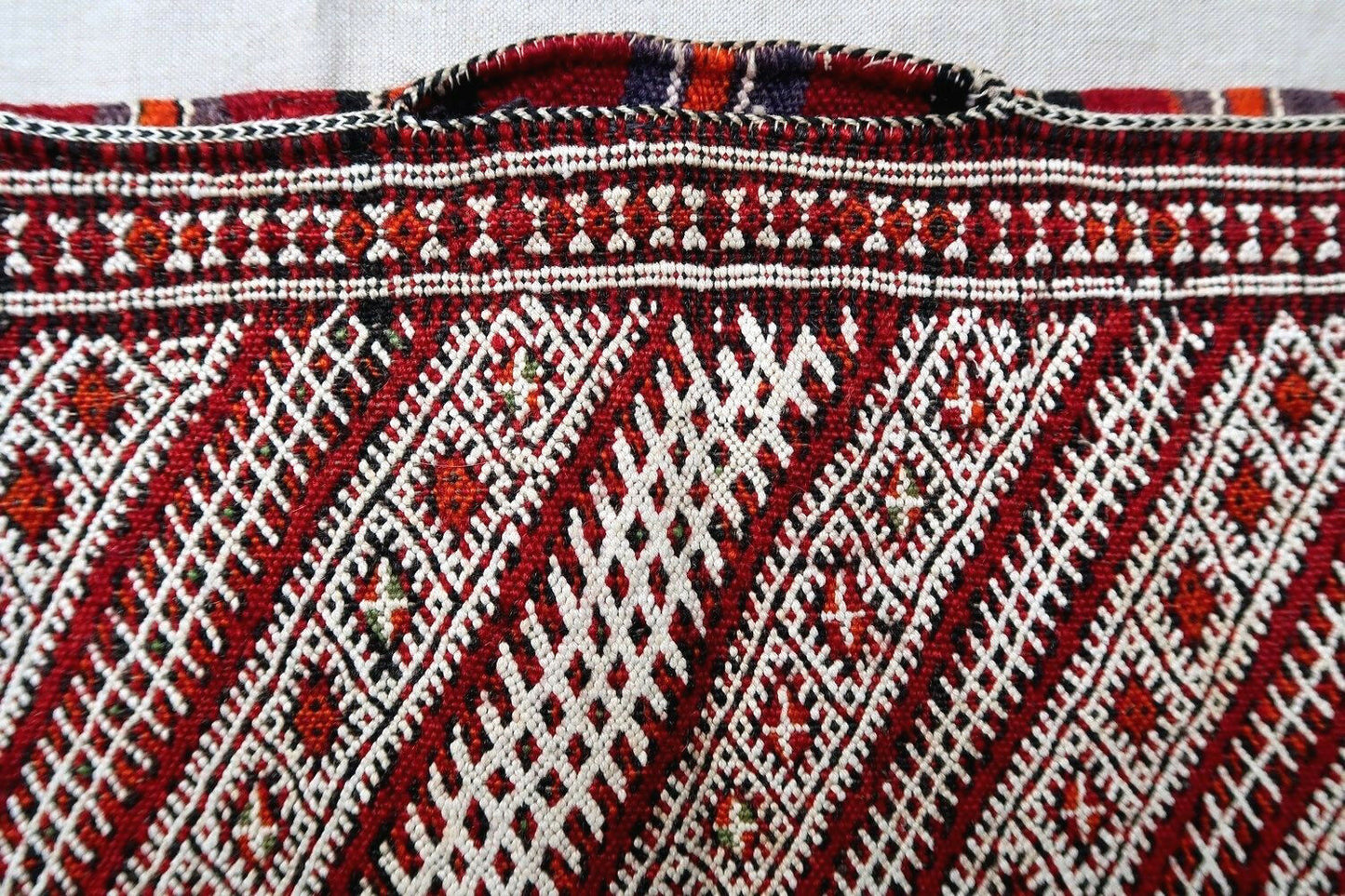 Handmade vintage Moroccan Berber kilim cushion 1.1' x 2.7' (36cm x 83cm) 1950s - 1P37