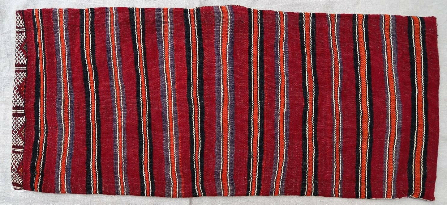 Handmade vintage Moroccan Berber kilim cushion 1.1' x 2.7' (36cm x 83cm) 1950s - 1P37