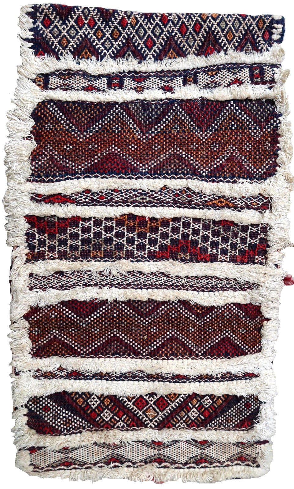 Handmade vintage Moroccan Berber kilim cushion 1.1' x 2' (36cm x 63cm) 1950s - 1P38