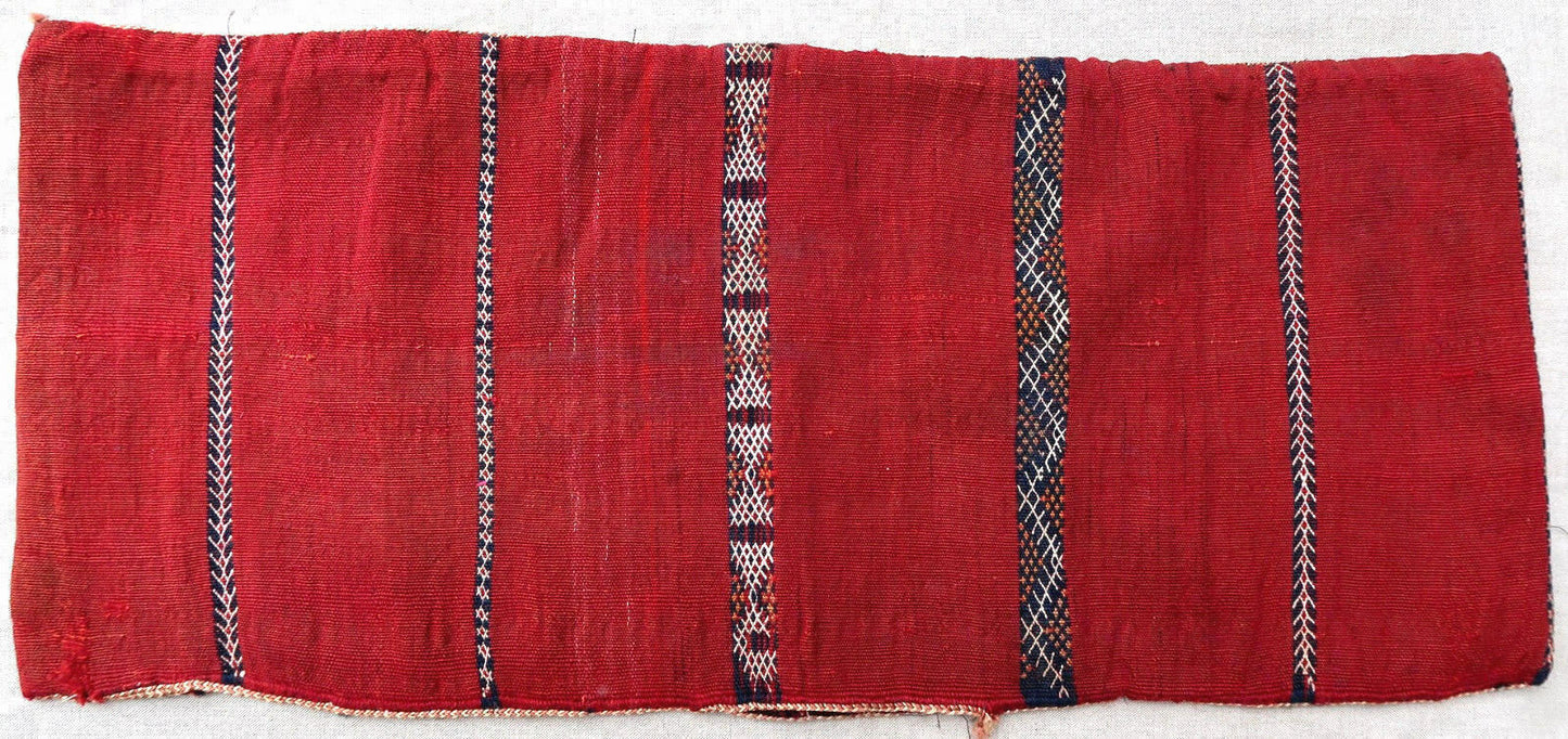 Handmade vintage Moroccan Berber kilim cushion 1' x 2.3' (31cm x 72cm) 1950s - 1P39