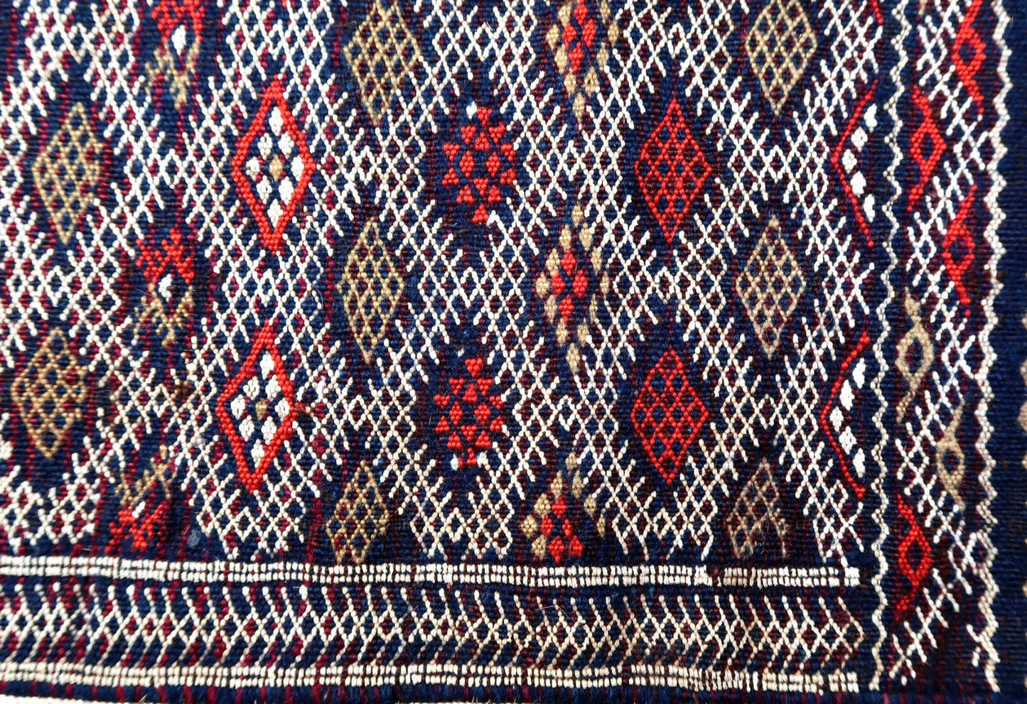 Handmade vintage Moroccan Berber kilim cushion 1.2' x 2.8' (38cm x 87cm) 1950s - 1P44