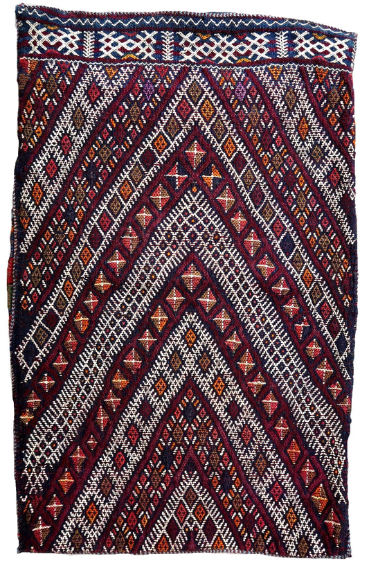 Handmade vintage Moroccan Berber kilim cushion 1.4' x 2.2' (42cm x 67cm) 1950s - 1P45