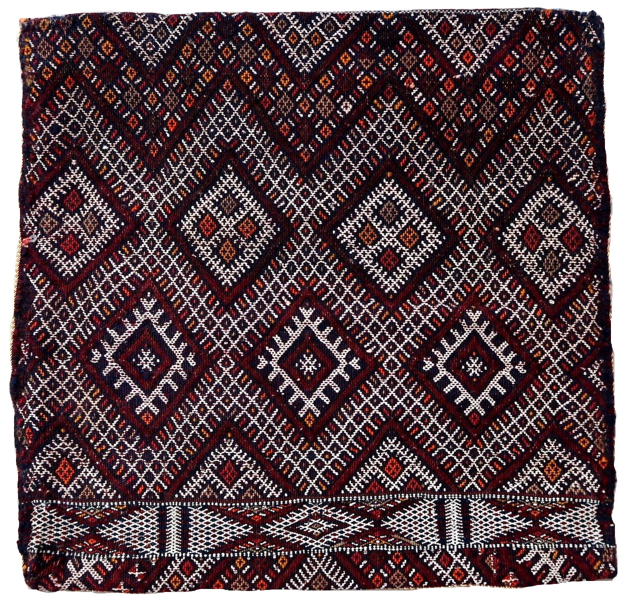 Handmade vintage Moroccan Berber kilim cushion 1.4' x 1.5' (45cm x 47cm) 1950s - 1P46