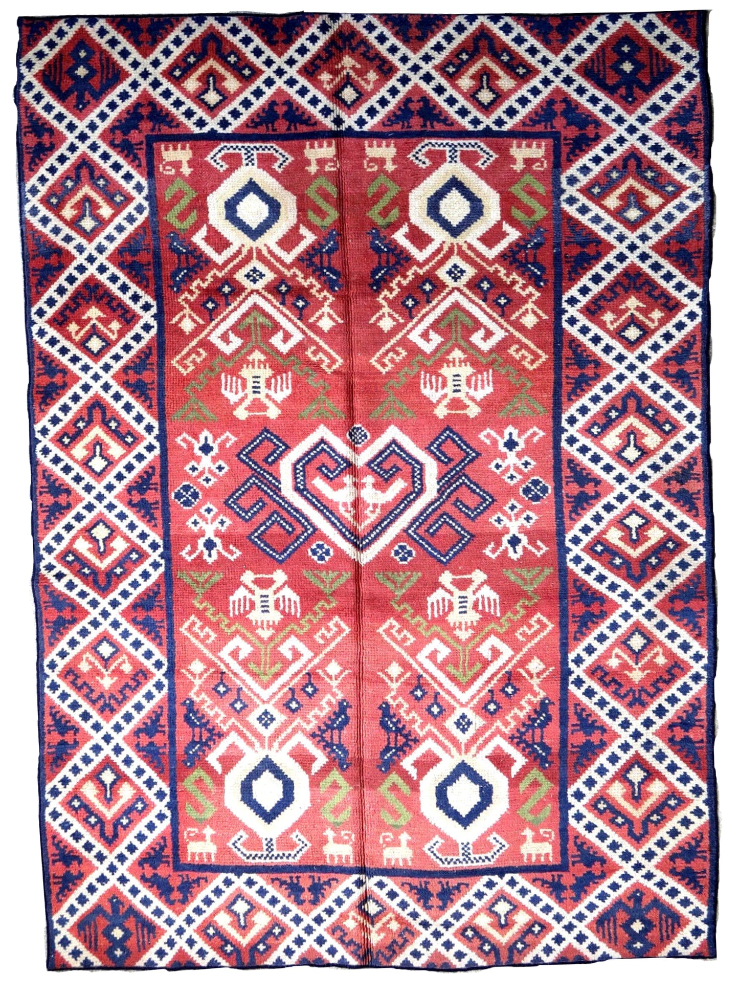 Handmade antique Spanish Savonnerie rug 5.9' x 8.4' (180cm x 257cm) 1930s - 1P55