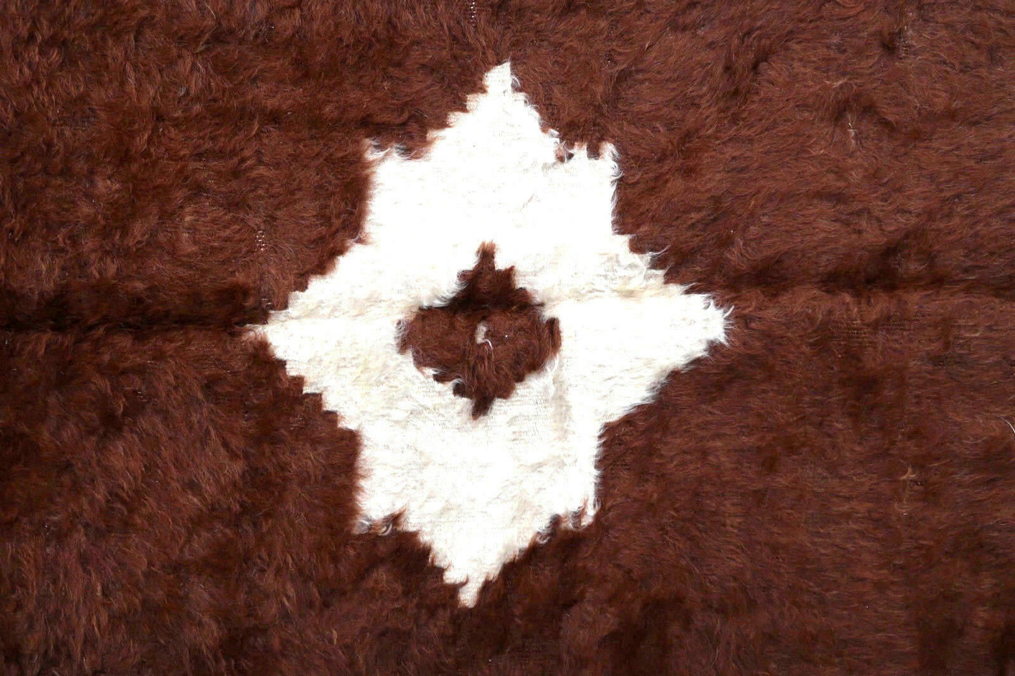 Handmade vintage Persian Angora rug 4' x 5.9' (124cm x 180cm) 1950s - 1P74