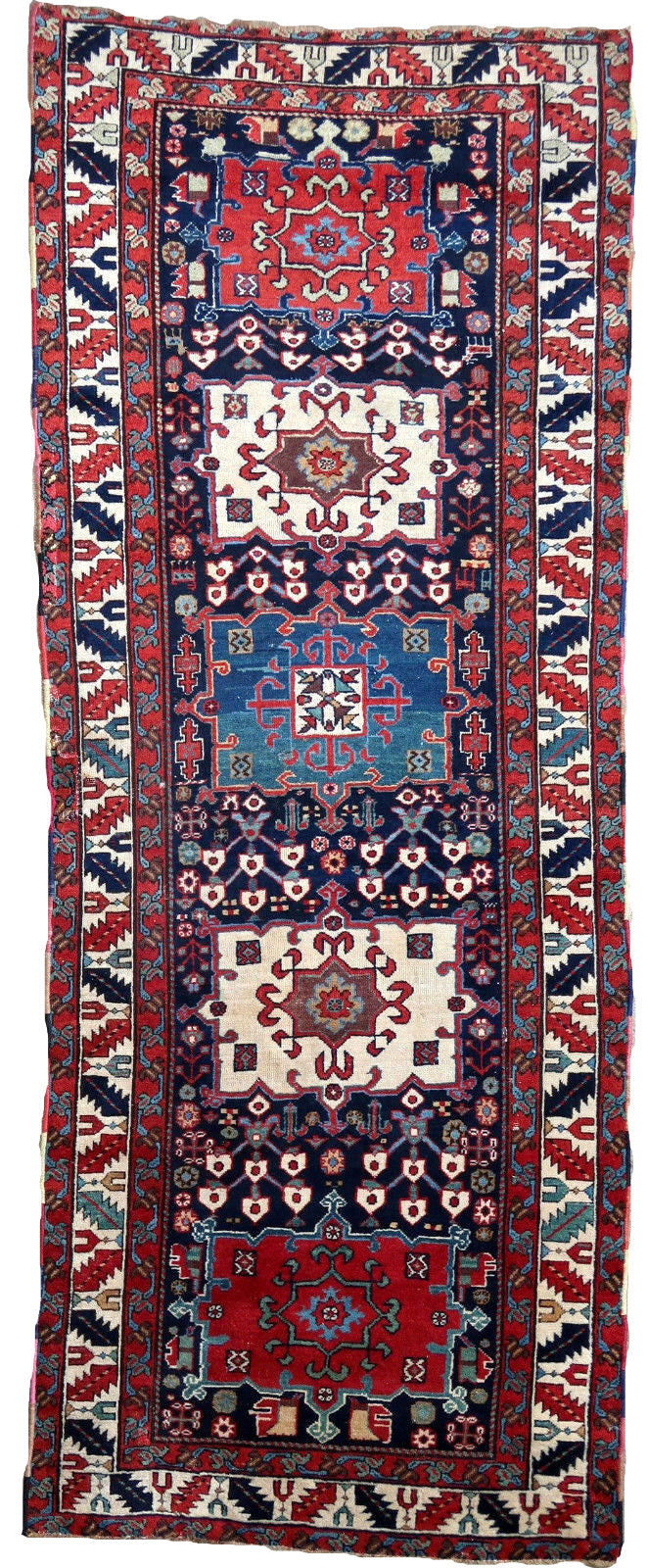 Handmade antique collectible Persian Karajeh rug 1850s
