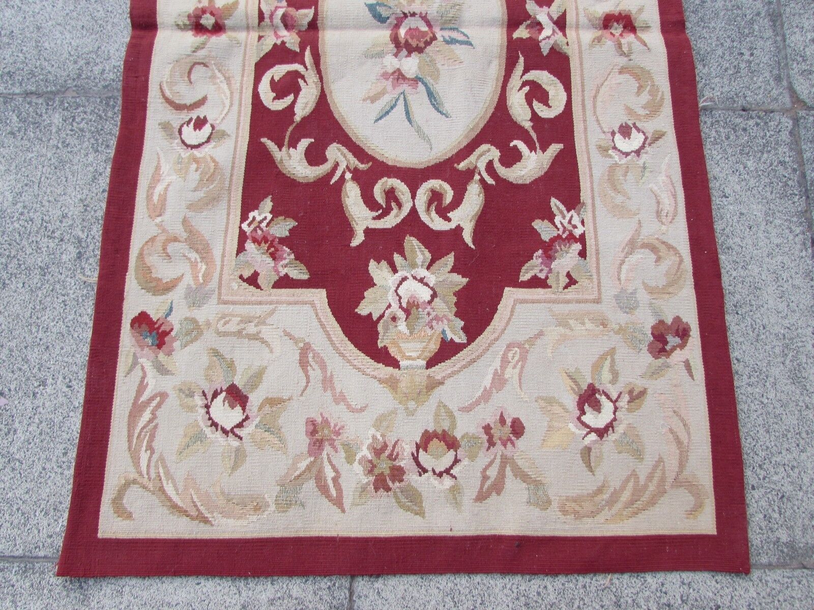 Handmade vintage French Aubusson rug 1970s