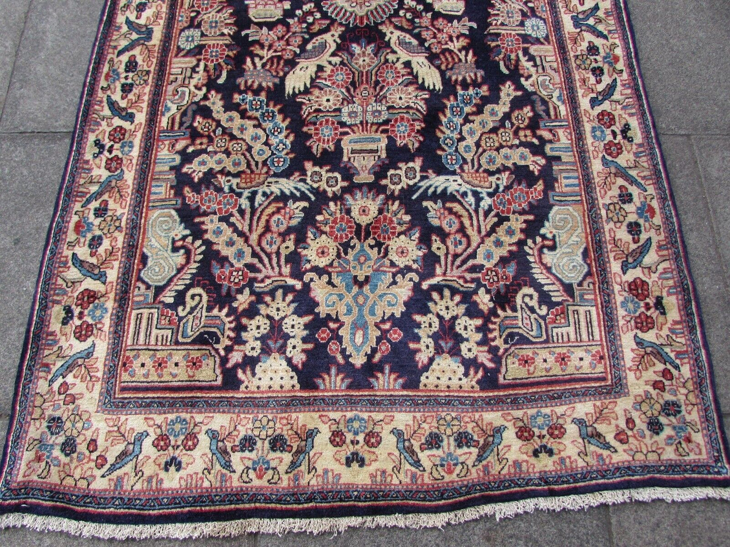 Handmade vintage Persian Kashan prayer rug 1970s
