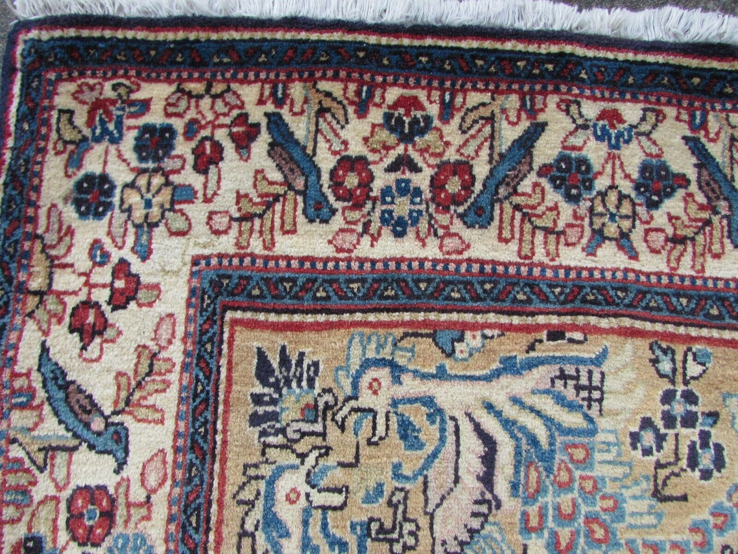 Handmade vintage Persian Kashan prayer rug 1970s