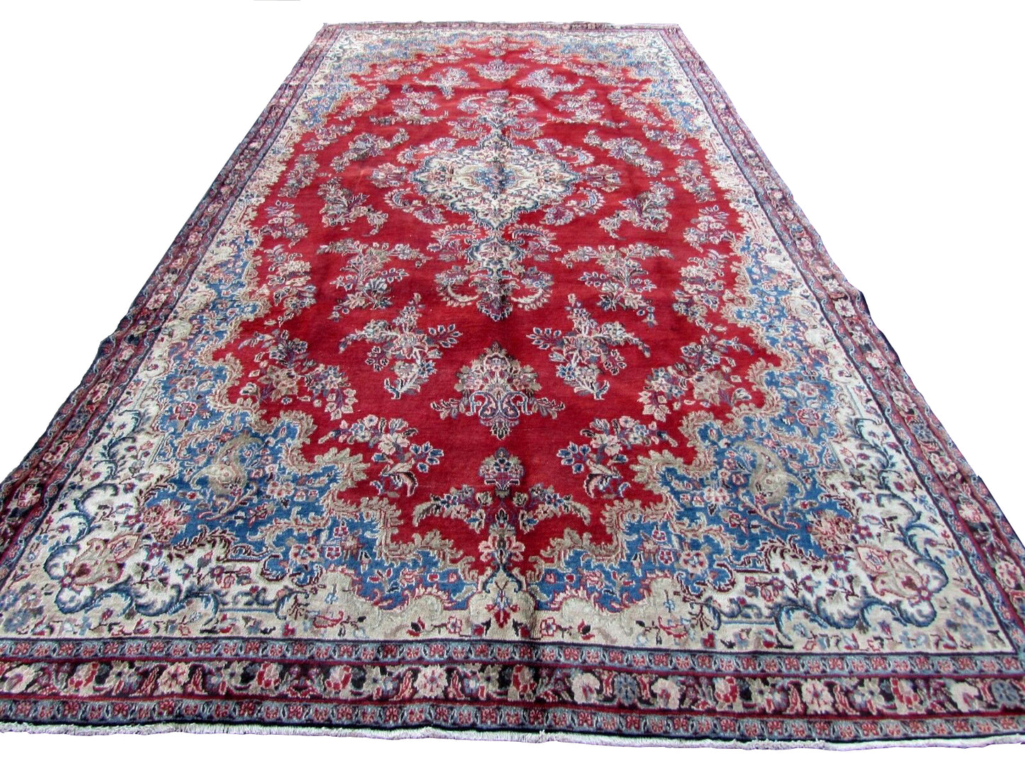 Handmade vintage Persian Kerman rug 1970s