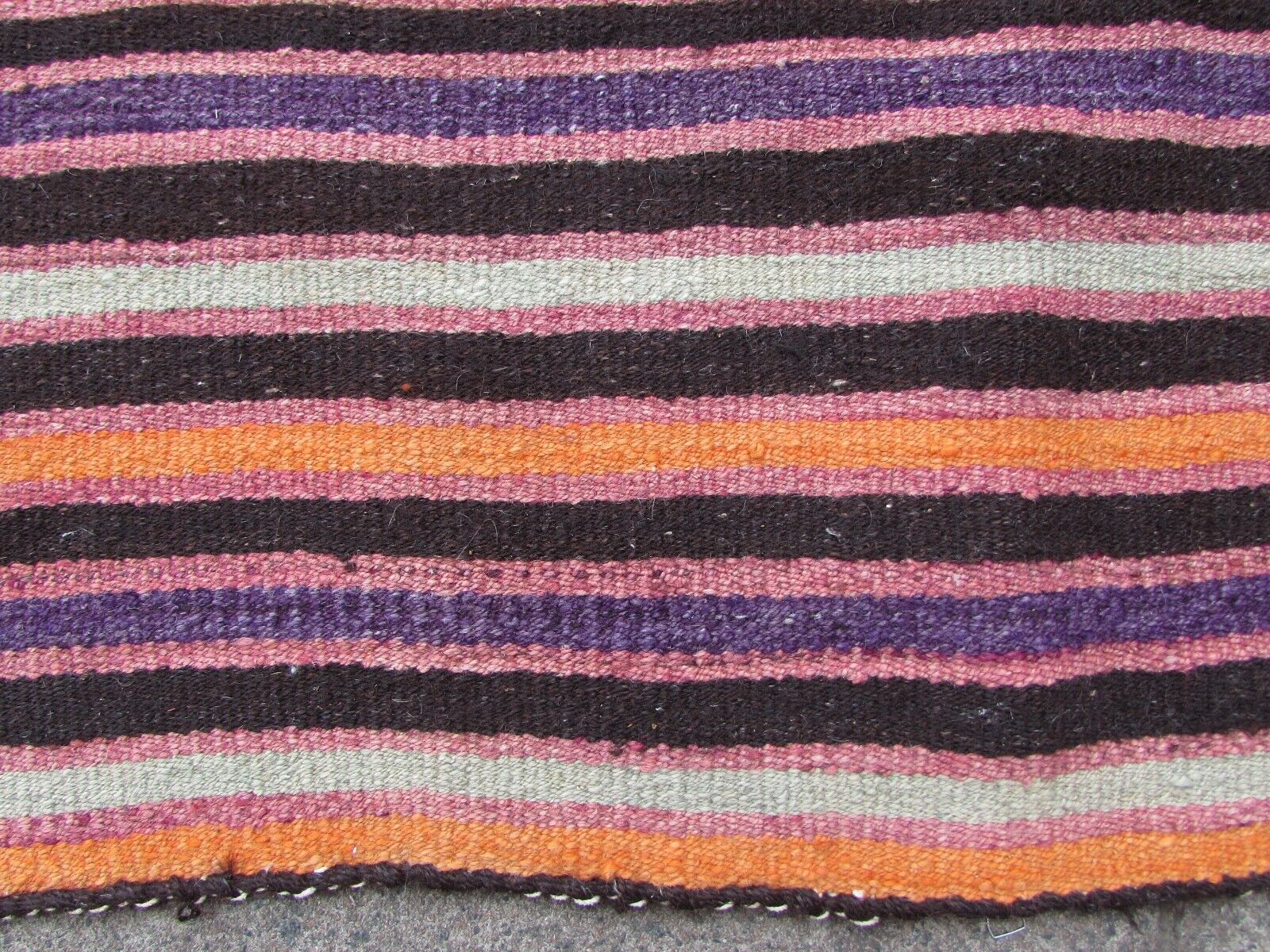 Handmade vintage Ardabil kilim from Middle East in stripes. The flatweave is from the end of 20th century in original good condition.