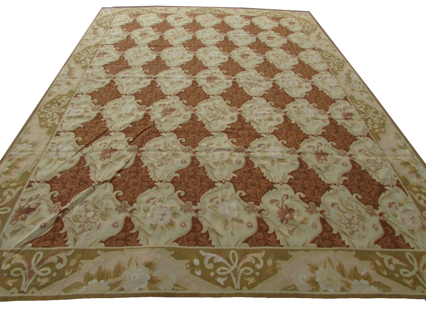 Handmade vintage French Aubusson rug 1970s