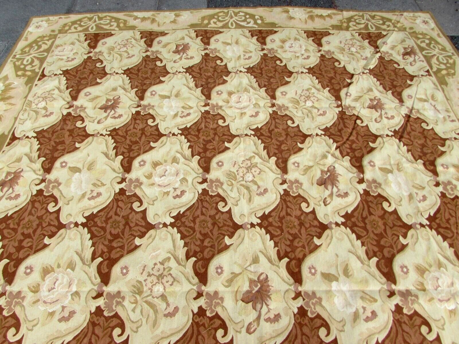 Handmade vintage French Aubusson rug 1970s
