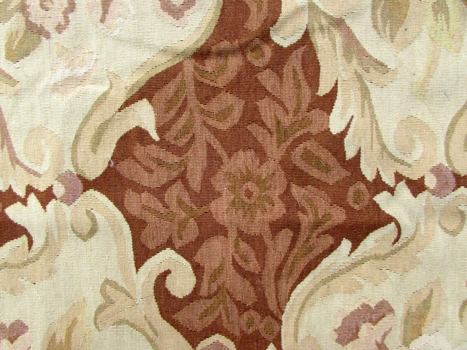Handmade vintage French Aubusson rug in geometric design and repeating pattern. This rug has been made in the end of 20th century and in original good condition.
