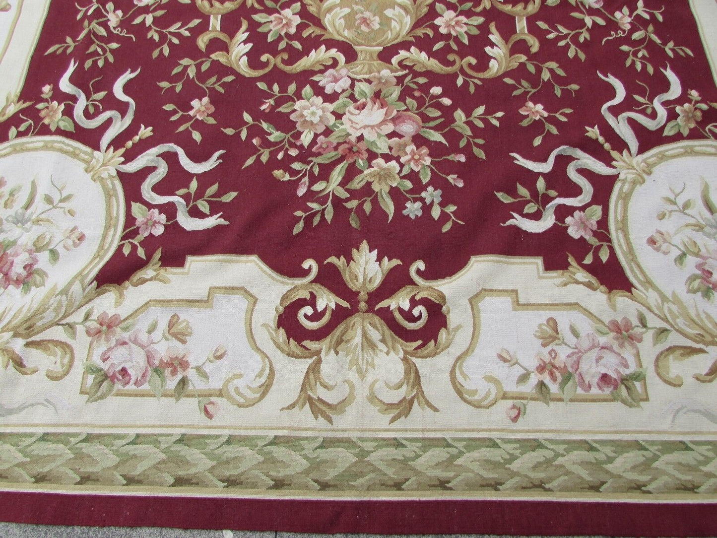 Handmade vintage French Aubusson rug 9' x 11.9' (275cm x 365cm) 1970s - 1Q29