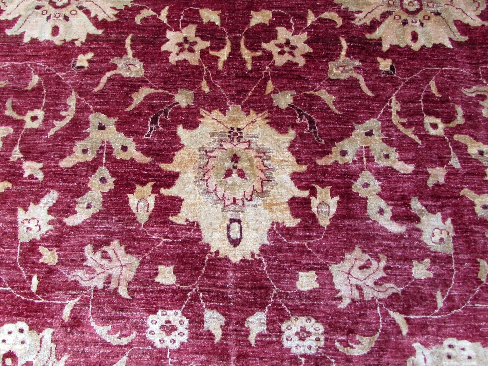 Hand-spun and hand-dyed wool fibers used to create the rug