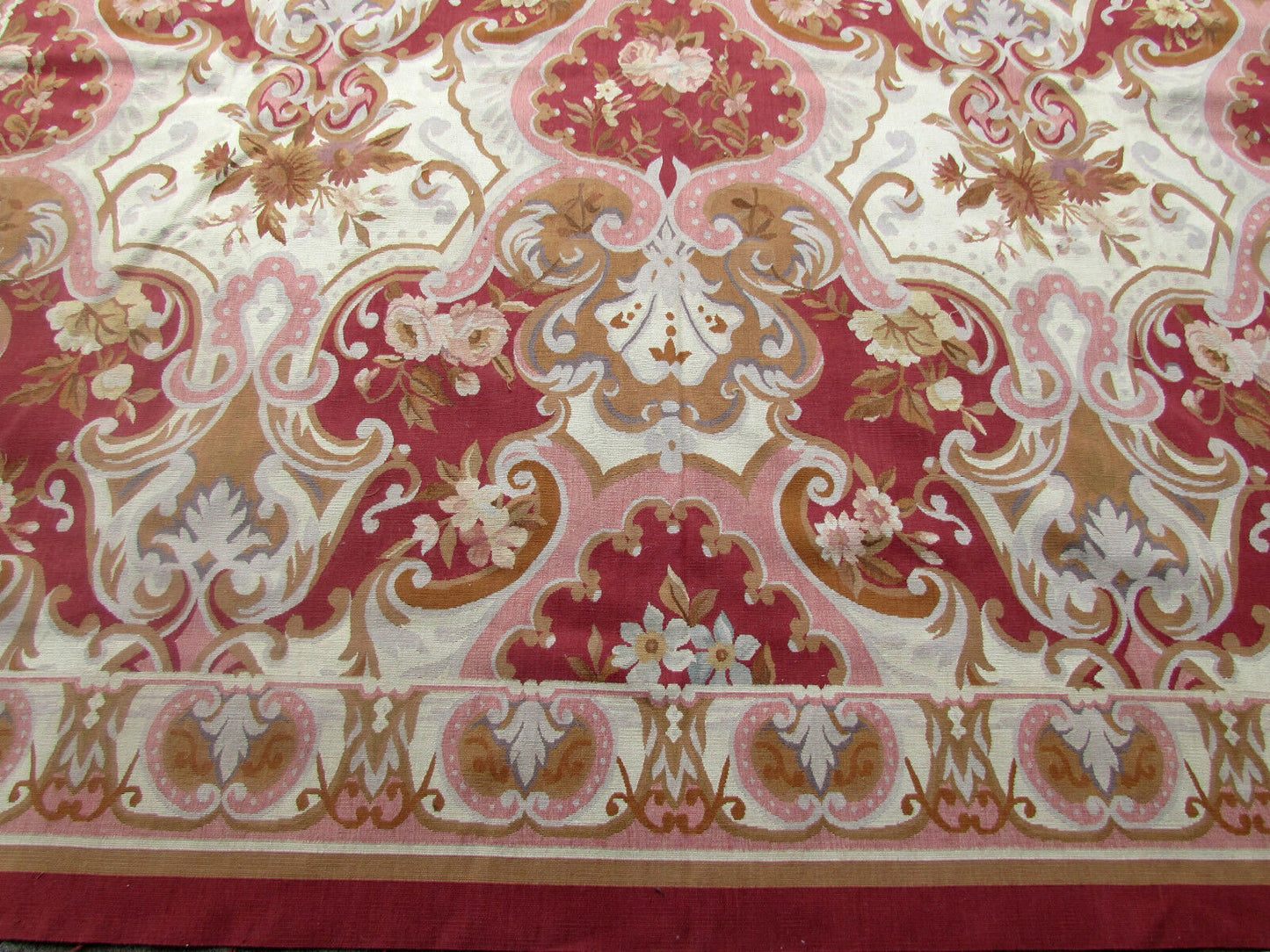High-quality wool material of a Handmade Vintage French Aubusson Rug