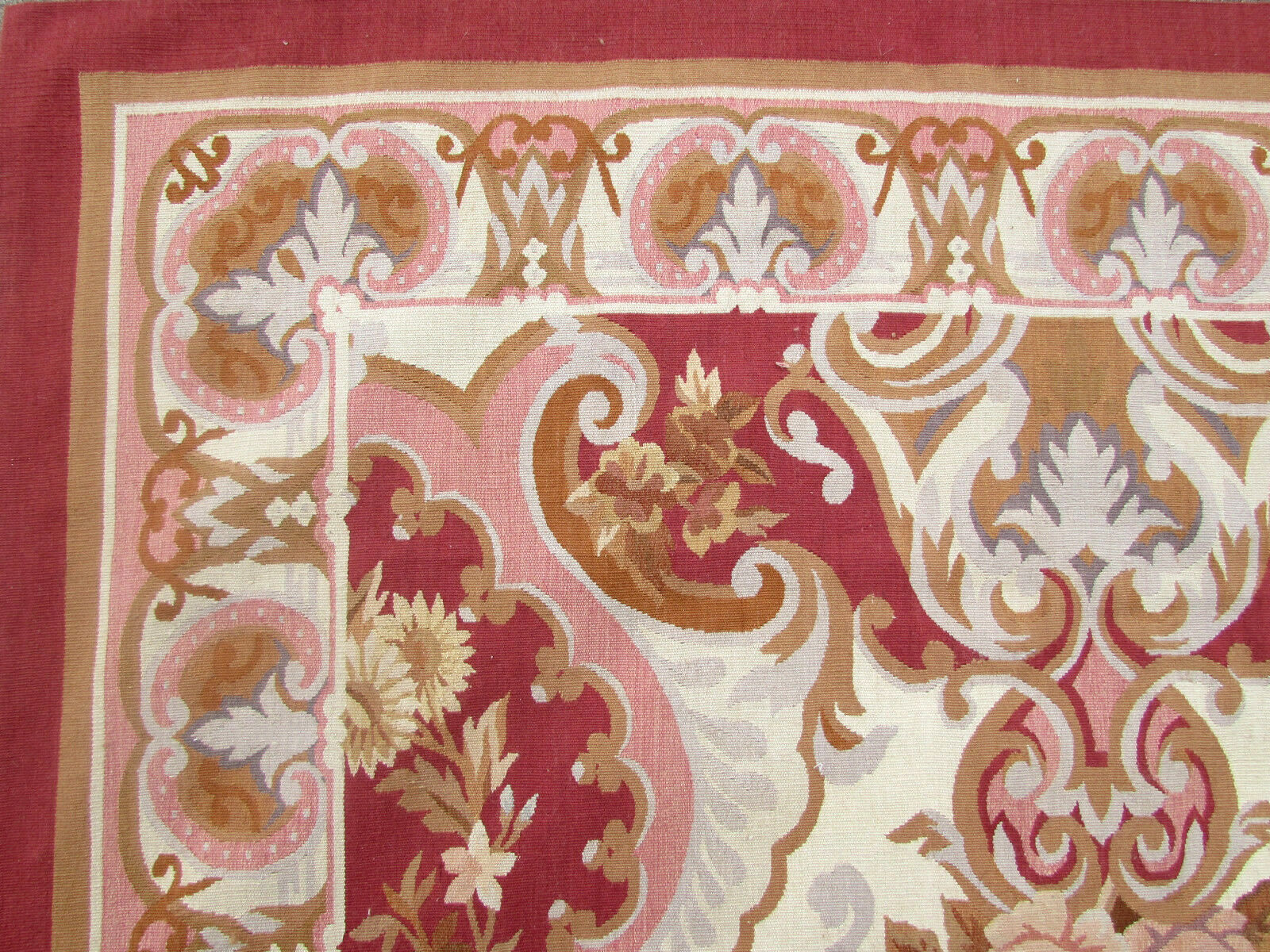 Handmade craftsmanship of the Aubusson Rug shown in detail