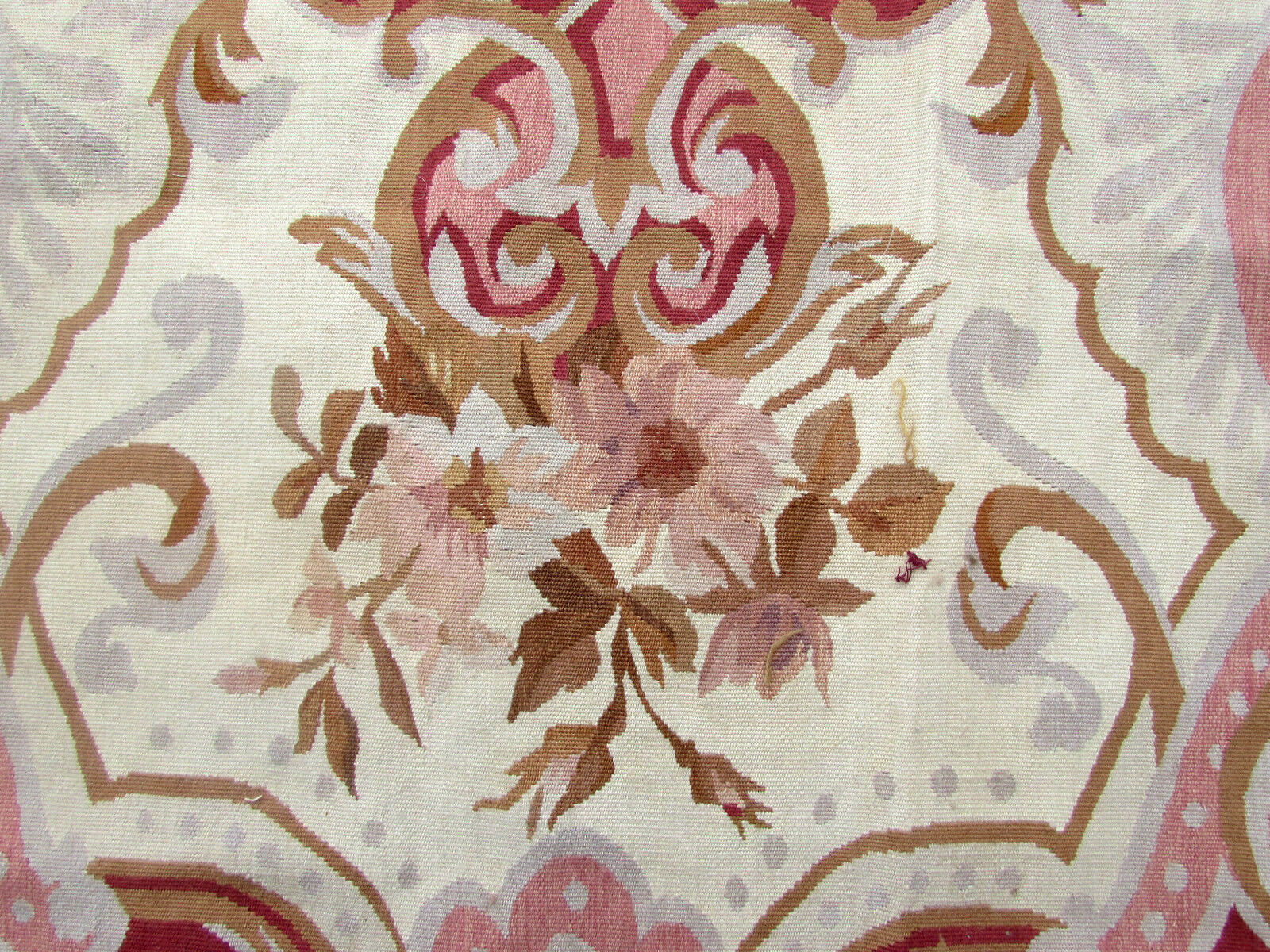 Beautifully woven details on the French Aubusson Rug