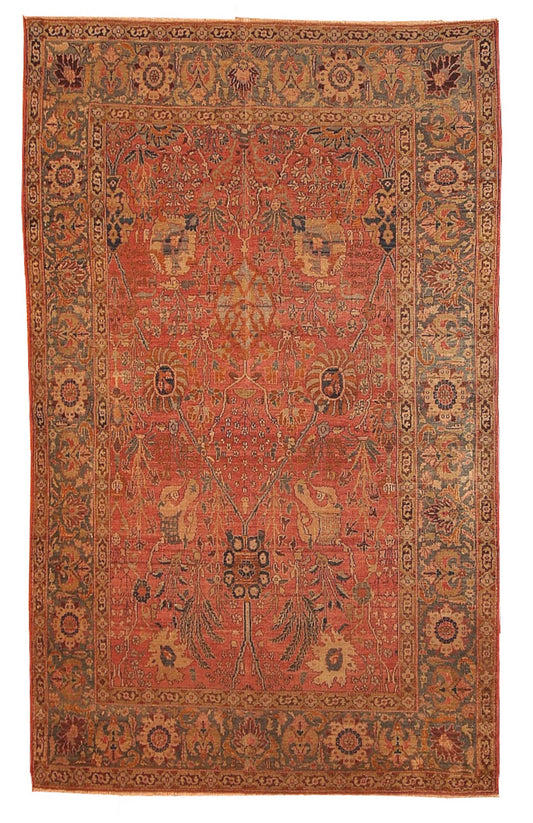 Handmade antique Indian Loristan rug 5.8' x 8.8' (176cm x 268cm) 1880s - 1B143 - One Royal Art