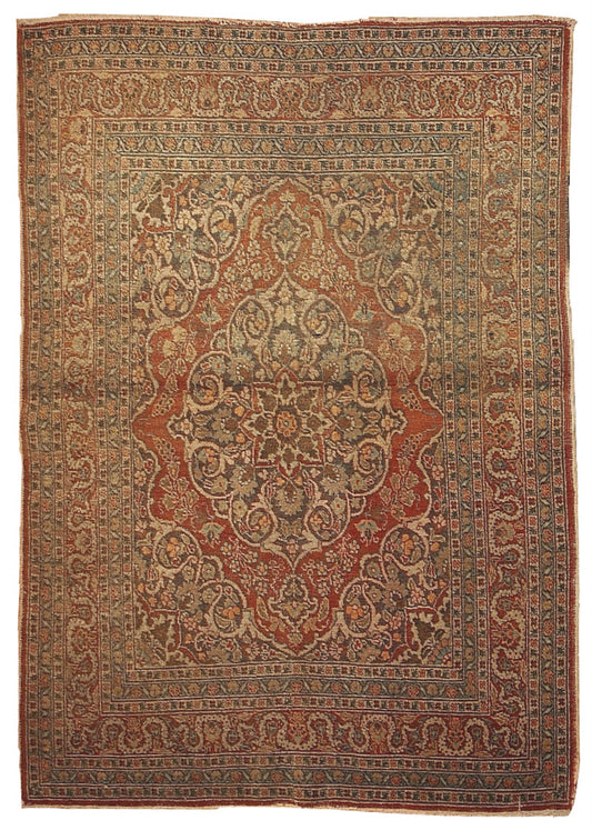 Handmade antique Persian Tabriz rug 4.2' x 5.9' (128cm x 179cm) 1920s - 1B154 - One Royal Art