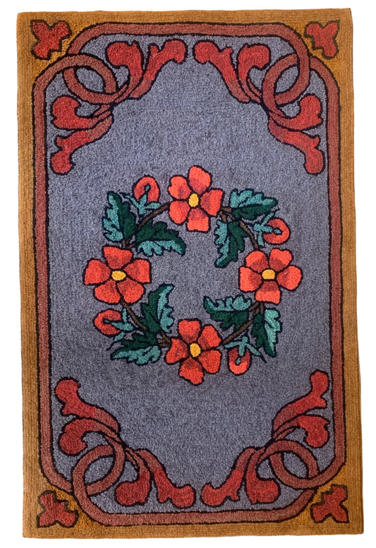 Antique American Hooked rug from the 1940s