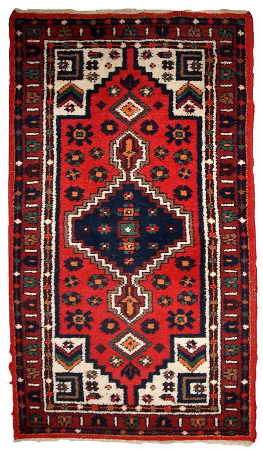 Handmade vintage Persian Hamadan rug 1970s