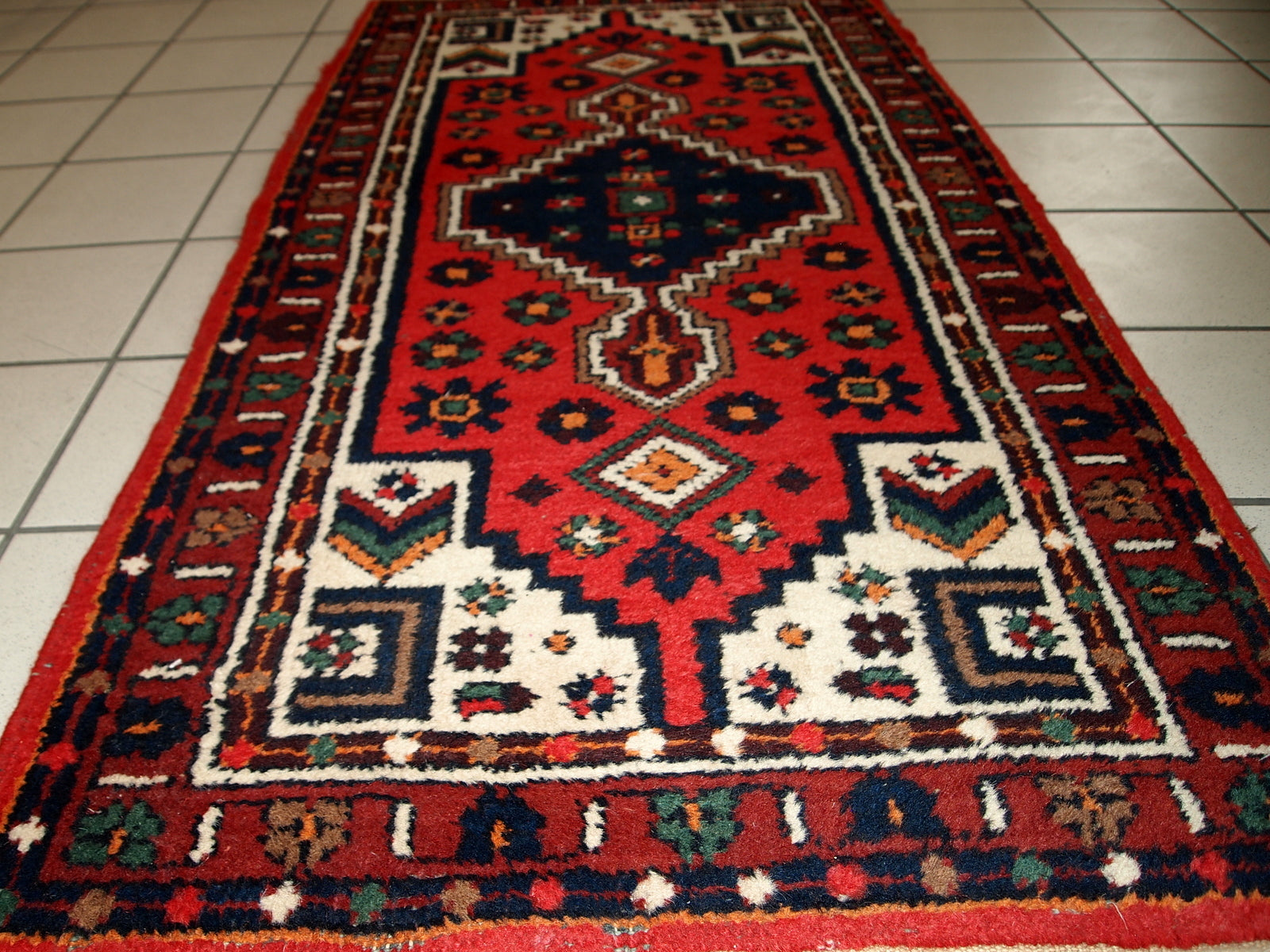 Handmade vintage Persian Hamadan rug 1970s